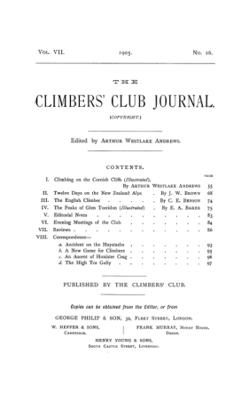 Climbers' Club 1905 Vol.7 No.26 Journal cover